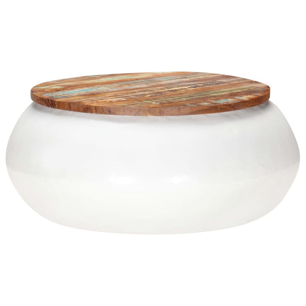 vidaXL Table basse blanc 68x68x30 cm en bois massif recyclé