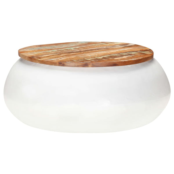 vidaXL Table basse blanc 68x68x30 cm en bois massif recyclé