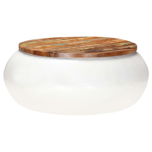 vidaXL Table basse blanc 68x68x30 cm en bois massif recyclé