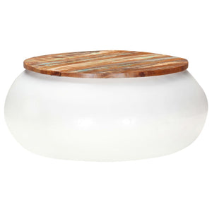 vidaXL Table basse blanc 68x68x30 cm en bois massif recyclé