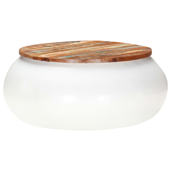 vidaXL Table basse blanc 68x68x30 cm en bois massif recyclé