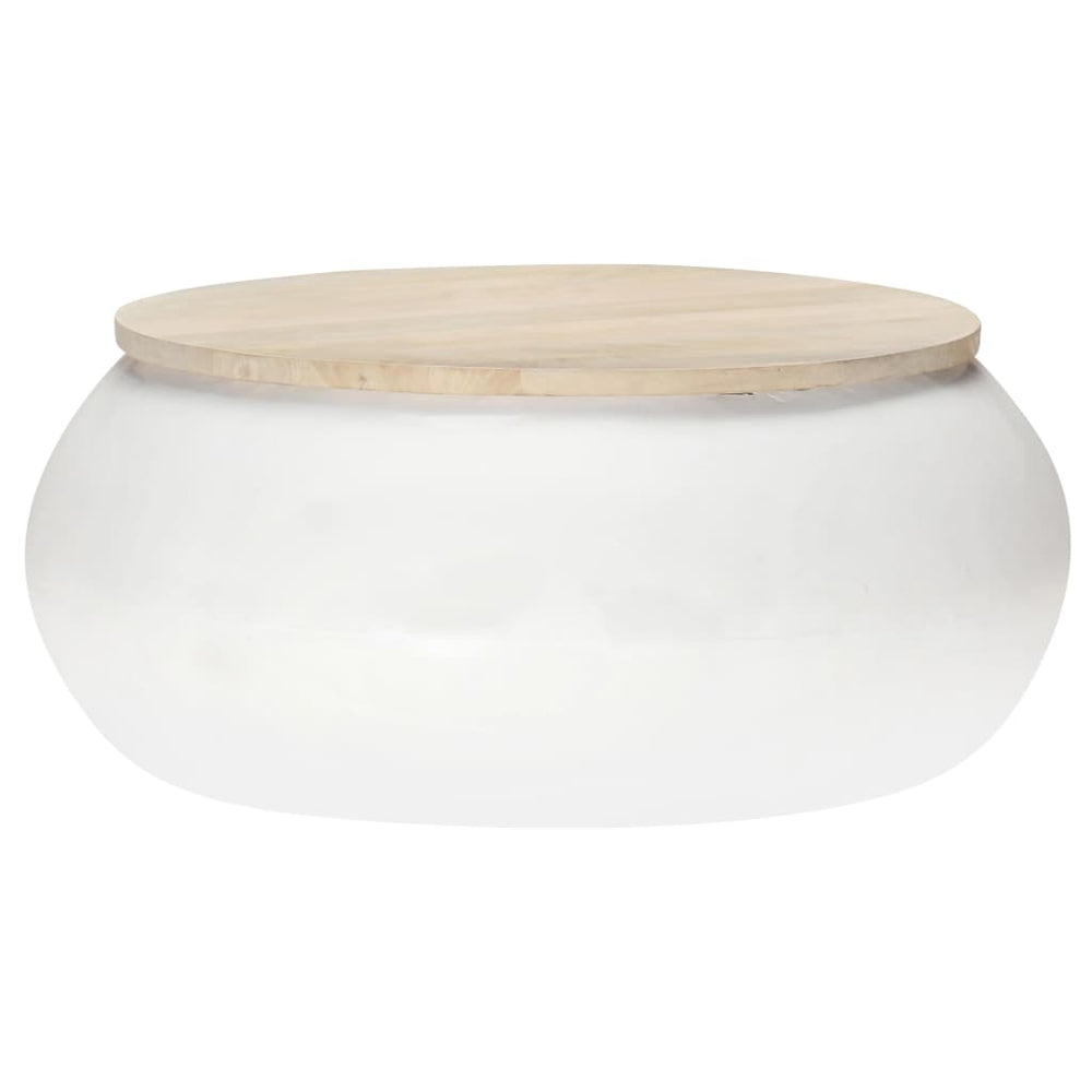 vidaXL Table basse blanc 68x68x30 cm bois de manguier massif