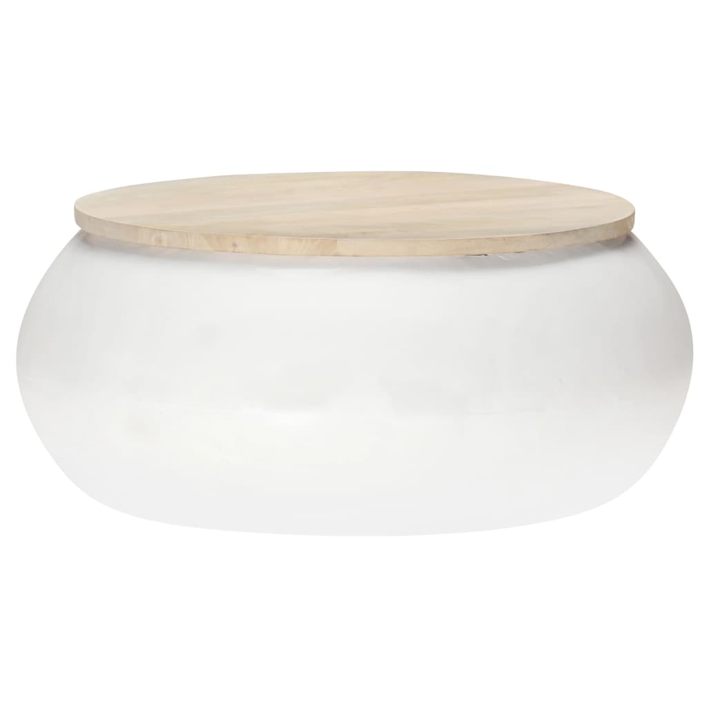 Weißer Couchtisch Mango Massivholz 68x68 cm