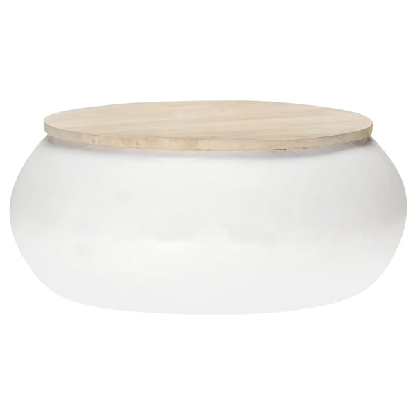 Weißer Couchtisch Mango Massivholz 68x68 cm