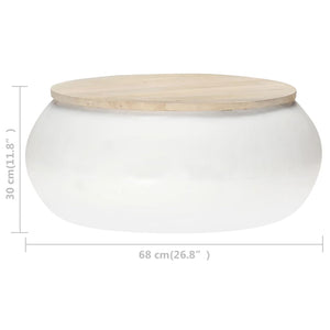Weißer Couchtisch Mango Massivholz 68x68 cm