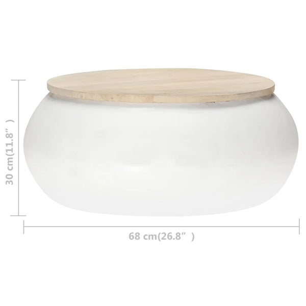Weißer Couchtisch Mango Massivholz 68x68 cm