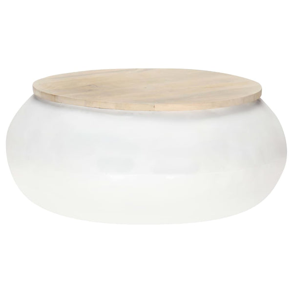 Weißer Couchtisch Mango Massivholz 68x68 cm