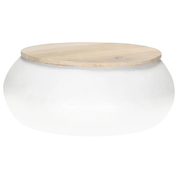 Weißer Couchtisch Mango Massivholz 68x68 cm