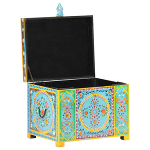 Handbemalte Aufbewahrungsbox Mango Massivholz 50x40x40 cm