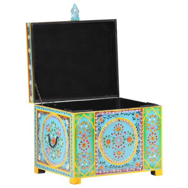 Handbemalte Aufbewahrungsbox Mango Massivholz 50x40x40 cm