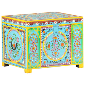 Handbemalte Aufbewahrungsbox Mango Massivholz 50x40x40 cm