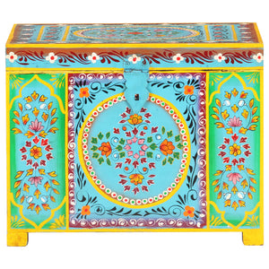 Handbemalte Aufbewahrungsbox Mango Massivholz 50x40x40 cm
