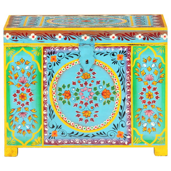 Handbemalte Aufbewahrungsbox Mango Massivholz 50x40x40 cm