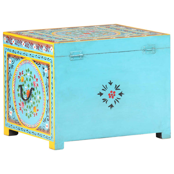 Handbemalte Aufbewahrungsbox Mango Massivholz 50x40x40 cm