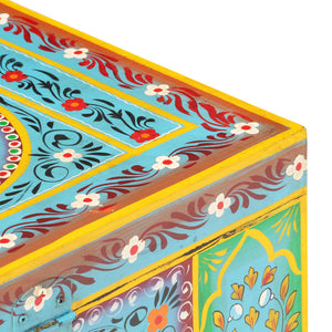 Handbemalte Aufbewahrungsbox Mango Massivholz 50x40x40 cm