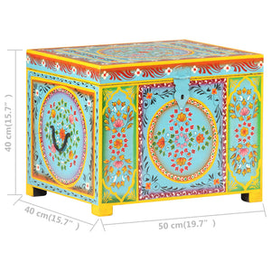 Handbemalte Aufbewahrungsbox Mango Massivholz 50x40x40 cm