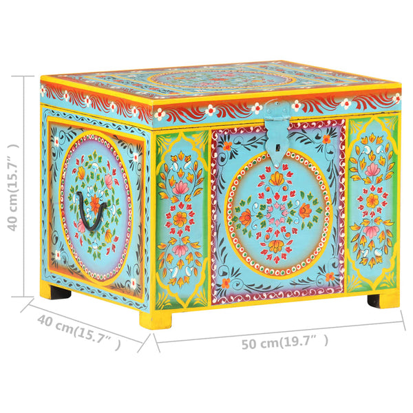 Handbemalte Aufbewahrungsbox Mango Massivholz 50x40x40 cm