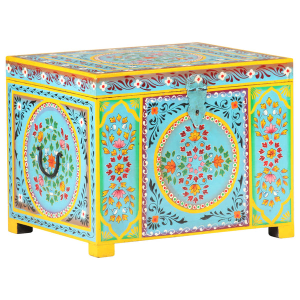 Handbemalte Aufbewahrungsbox Mango Massivholz 50x40x40 cm