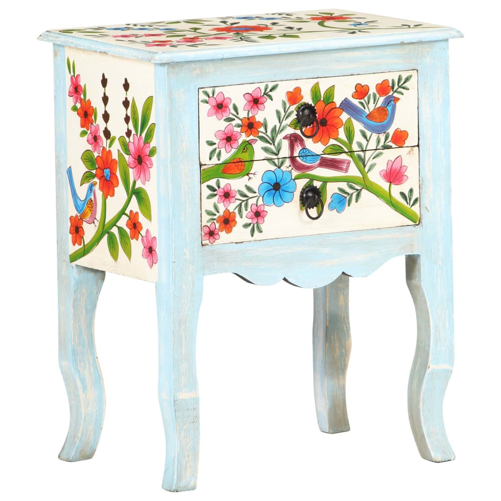 Handbemalter Nachttisch Mango Massivholz 40x30x50 cm