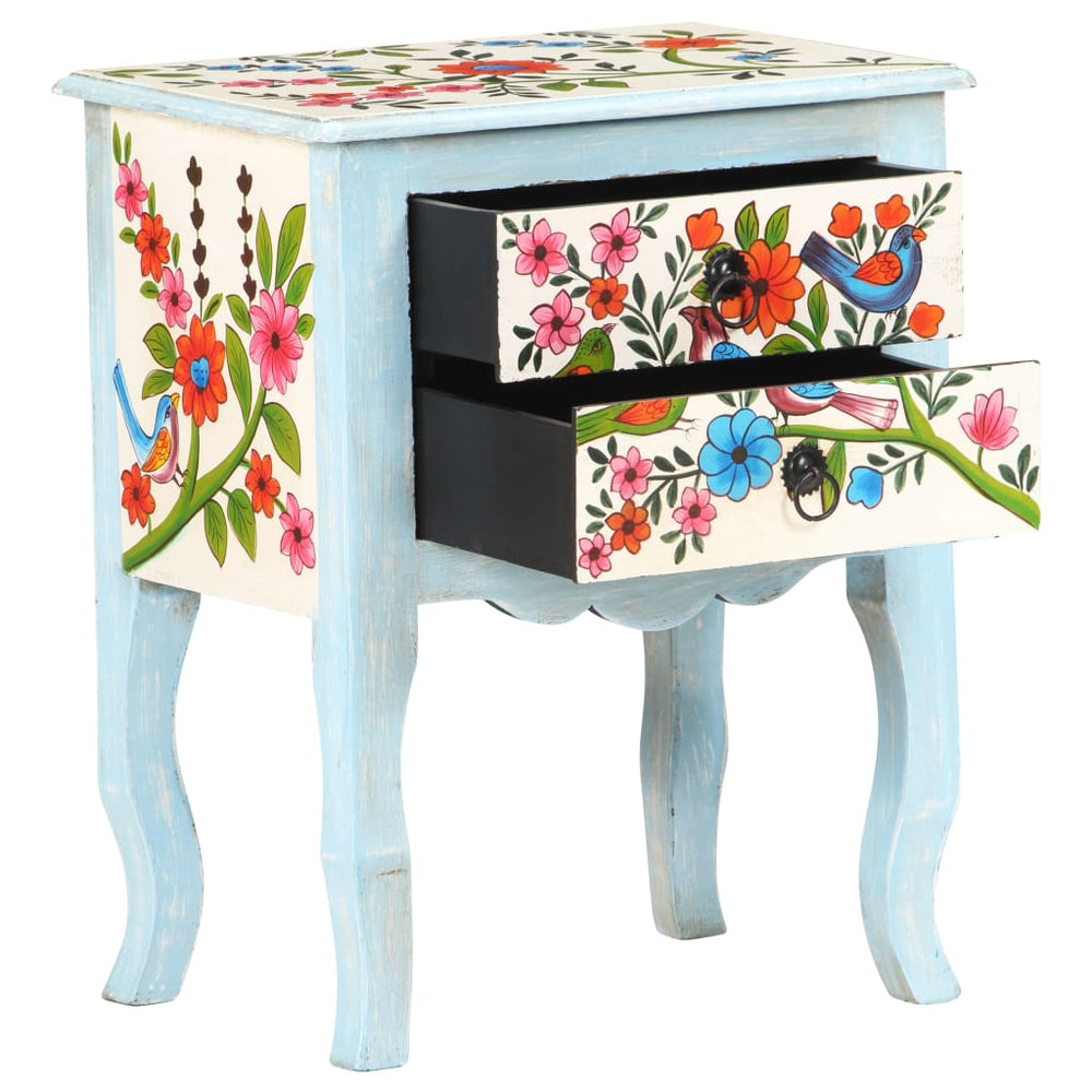 Handbemalter Nachttisch Mango Massivholz 40x30x50 cm