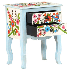 Handbemalter Nachttisch Mango Massivholz 40x30x50 cm