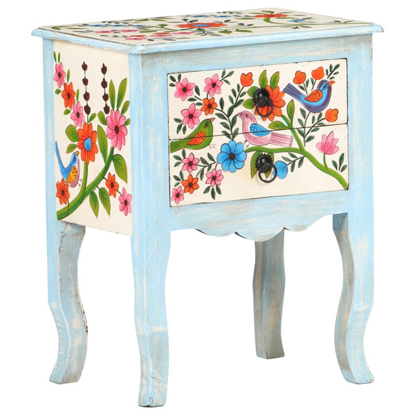 Handbemalter Nachttisch Mango Massivholz 40x30x50 cm