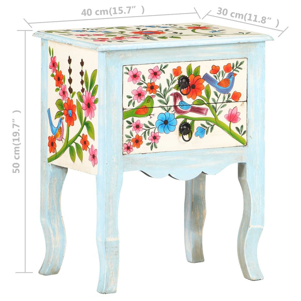 Handbemalter Nachttisch Mango Massivholz 40x30x50 cm