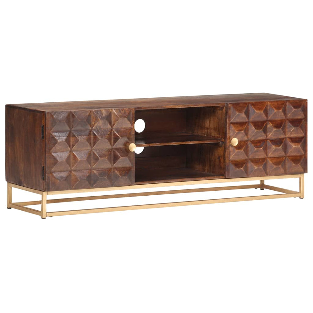vidaXL Meuble TV 124 x 29 x 45 cm, bois de manguier massif