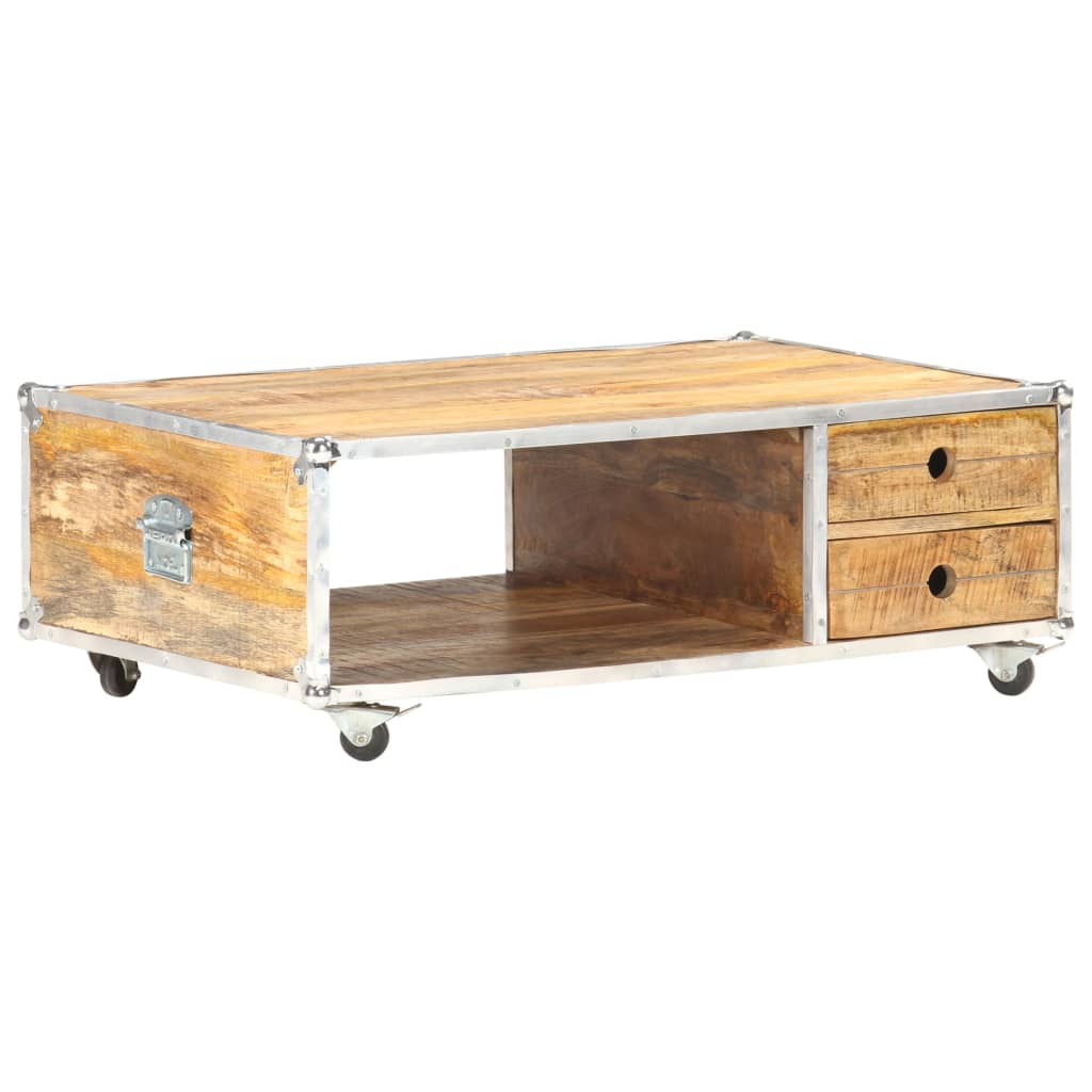 vidaXL Table basse 89x59x33 cm Bois de manguier massif brut