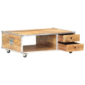 vidaXL Table basse 89x59x33 cm Bois de manguier massif brut