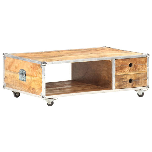 vidaXL Table basse 89x59x33 cm Bois de manguier massif brut