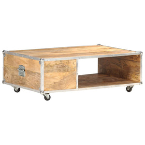 vidaXL Table basse 89x59x33 cm Bois de manguier massif brut