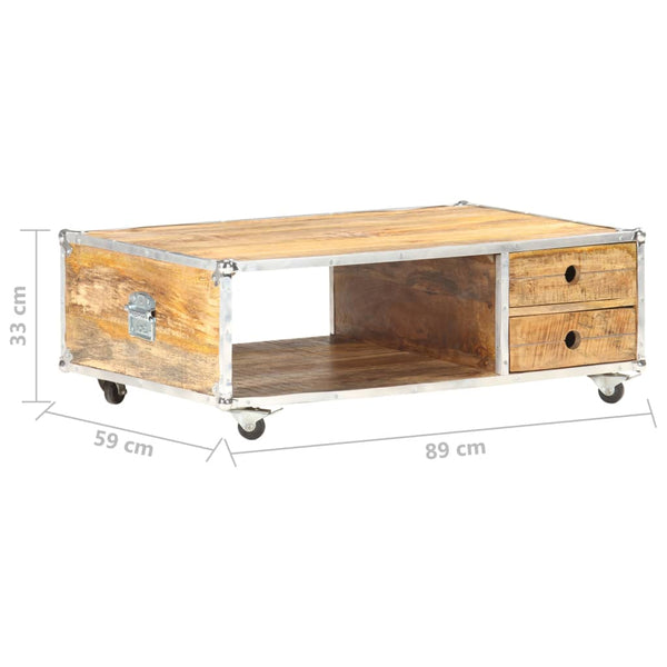 vidaXL Table basse 89x59x33 cm Bois de manguier massif brut