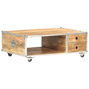 vidaXL Table basse 89x59x33 cm Bois de manguier massif brut