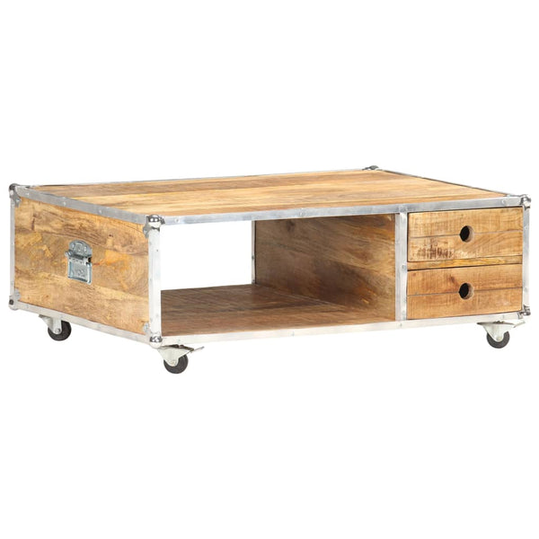 vidaXL Table basse 89x59x33 cm Bois de manguier massif brut