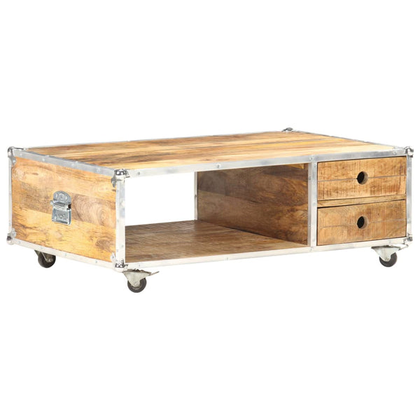 vidaXL Table basse 89x59x33 cm Bois de manguier massif brut