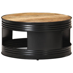 Schwarzer Couchtisch Mango Massivholz 68x68 cm