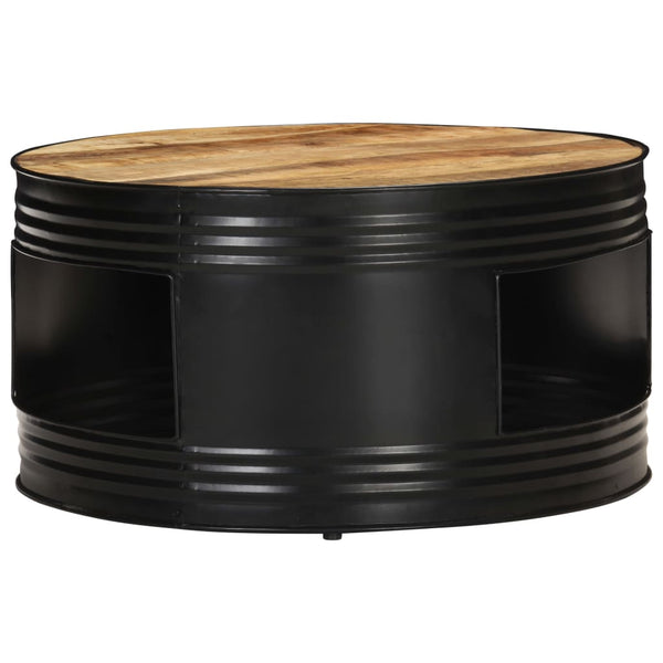 Schwarzer Couchtisch Mango Massivholz 68x68 cm