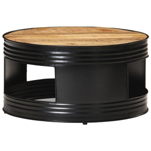 Schwarzer Couchtisch Mango Massivholz 68x68 cm