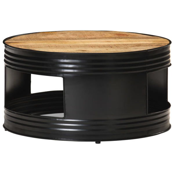 Schwarzer Couchtisch Mango Massivholz 68x68 cm