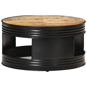 Schwarzer Couchtisch Mango Massivholz 68x68 cm