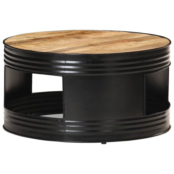 Schwarzer Couchtisch Mango Massivholz 68x68 cm