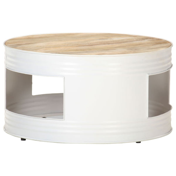 Weißer Couchtisch 68x68 cm Mango Massivholz