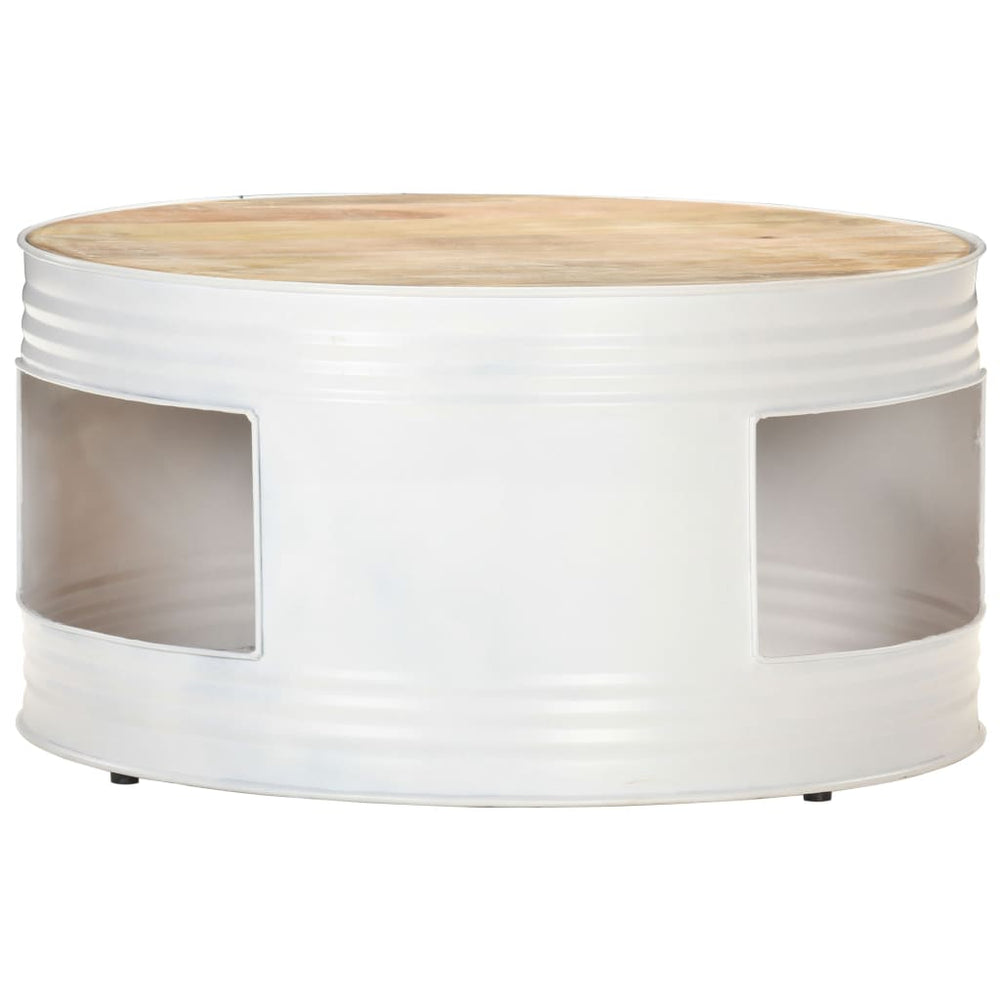 vidaXL Table basse blanc 68x68x36 cm bois de manguier massif