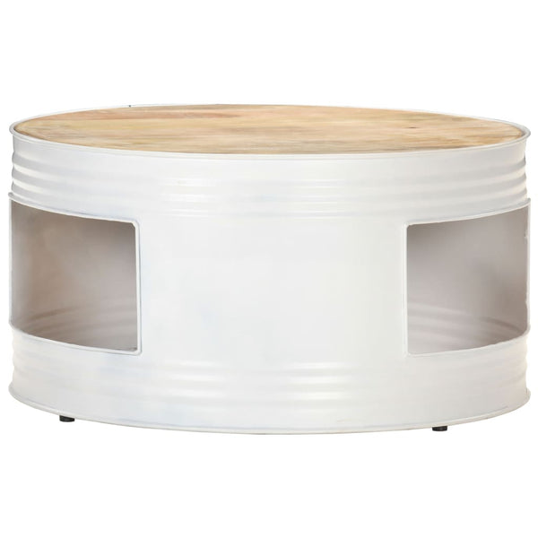Weißer Couchtisch 68x68 cm Mango Massivholz