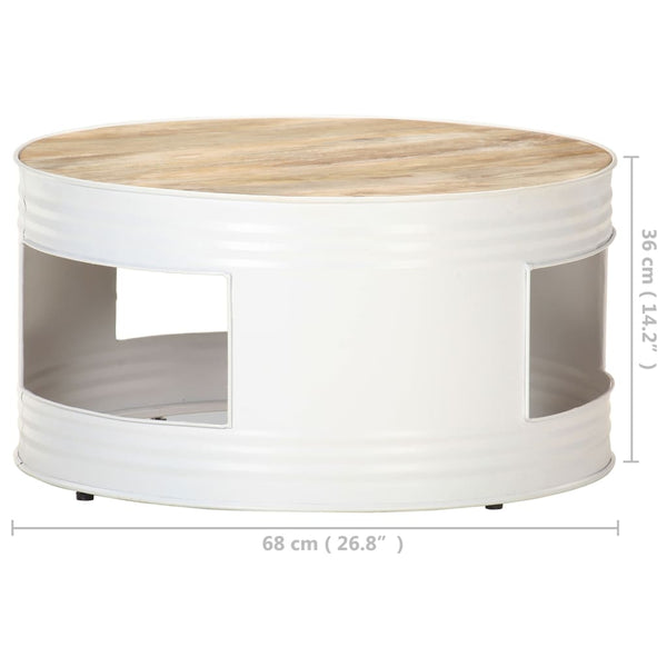 Weißer Couchtisch 68x68 cm Mango Massivholz