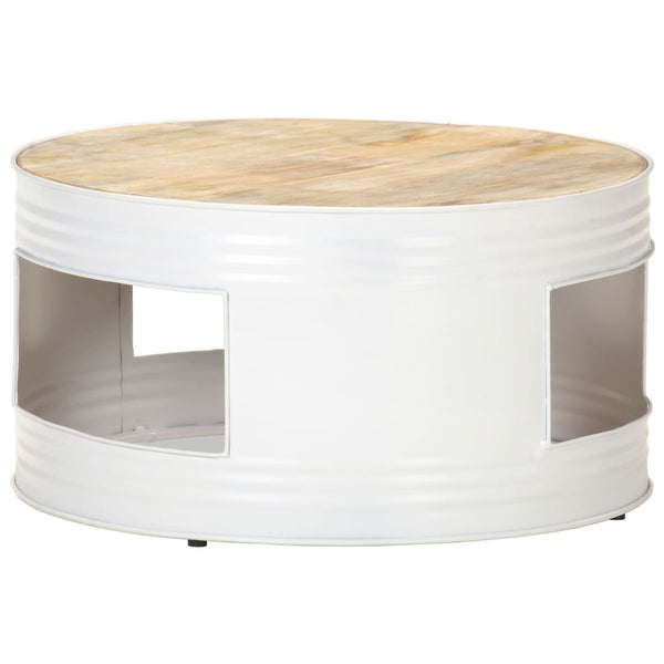 Weißer Couchtisch 68x68 cm Mango Massivholz