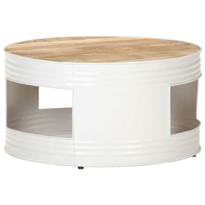 Weißer Couchtisch 68x68 cm Mango Massivholz