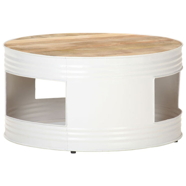 Weißer Couchtisch 68x68 cm Mango Massivholz