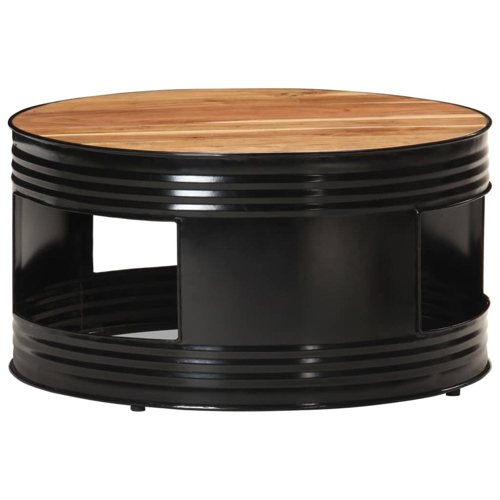 Schwarzer Couchtisch Akazie Massivholz 68x68 cm